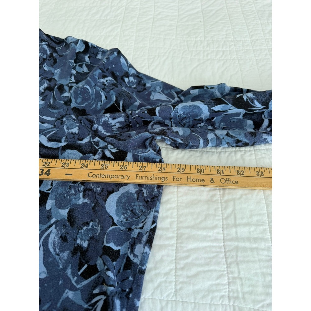 Denim & Co. Blue Floral Rose Print Long Sleeve Top 3X A282205 Cotton Spandex - Picture 6 of 10